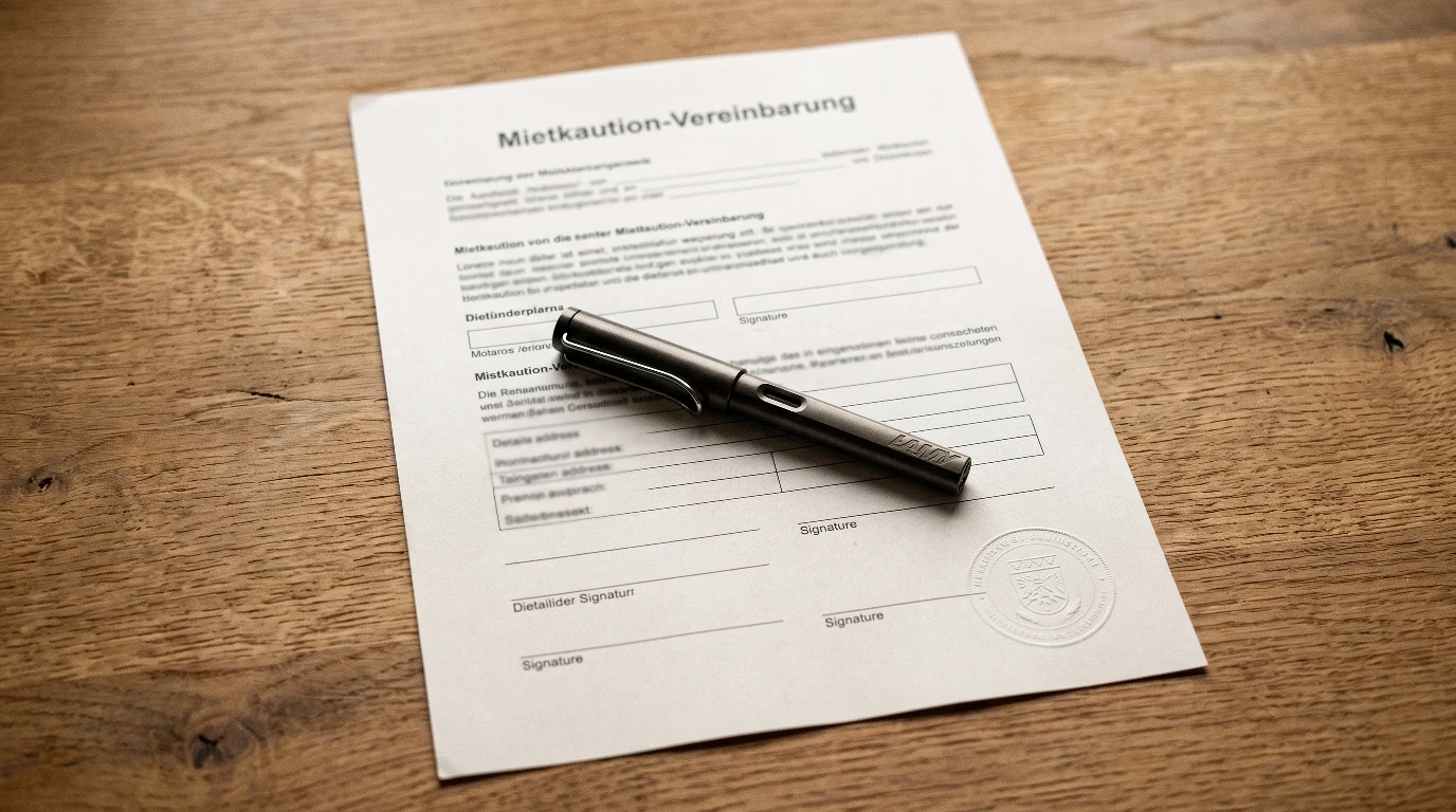 Kautionsvertrag auf Tisch